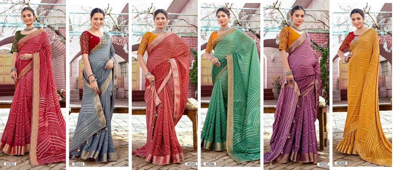 5D Designer Prisha 2 Moss Georgette Wholesale Fancy Sarees Catalog — Wholesale Sarees, MPA wholesale from Surat — view 7
